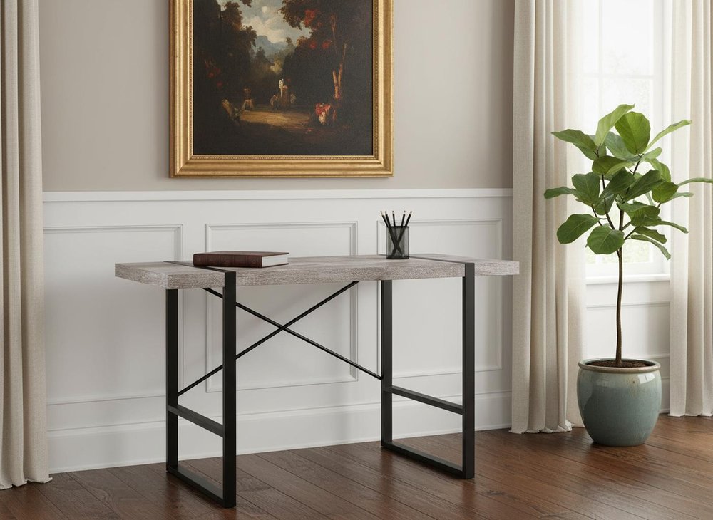 49" Taupe and Black Computer Desk HomeRoots