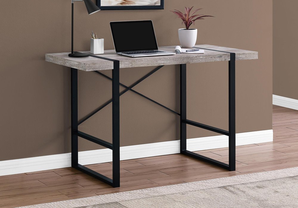 49" Taupe and Black Computer Desk HomeRoots
