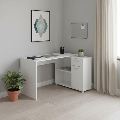 46" White L Shape Computer Desk With Two Drawers HomeRoots