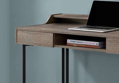 48" Taupe and Black Writing Desk With Two Drawers HomeRoots