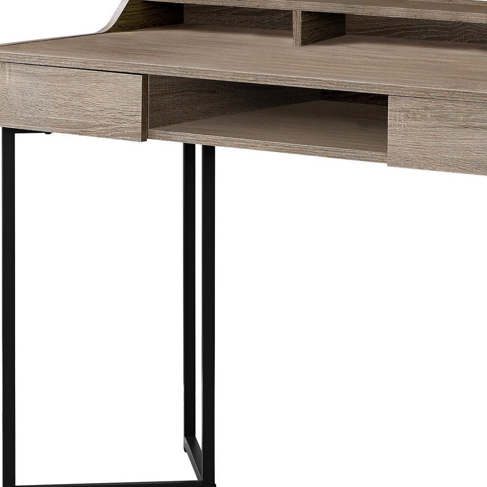 48" White and Silver Writing Desk With Two Drawers HomeRoots