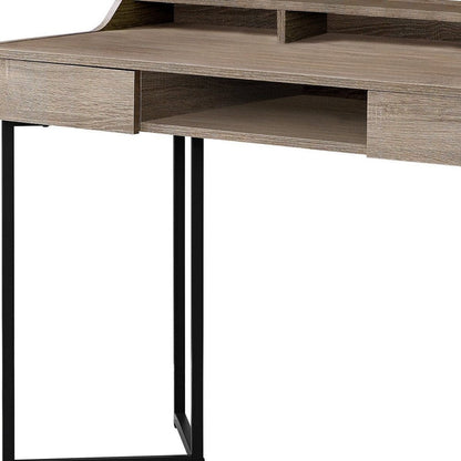 48" White and Silver Writing Desk With Two Drawers HomeRoots