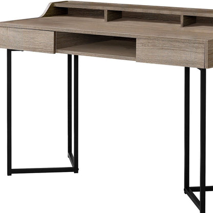 48" White and Silver Writing Desk With Two Drawers HomeRoots