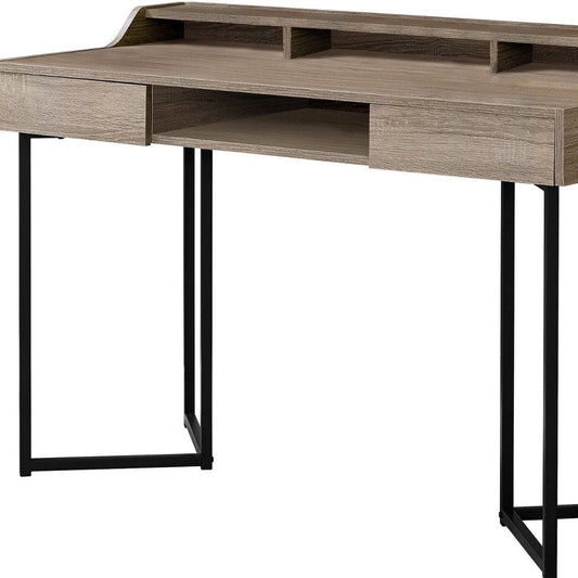 48" White and Silver Writing Desk With Two Drawers HomeRoots