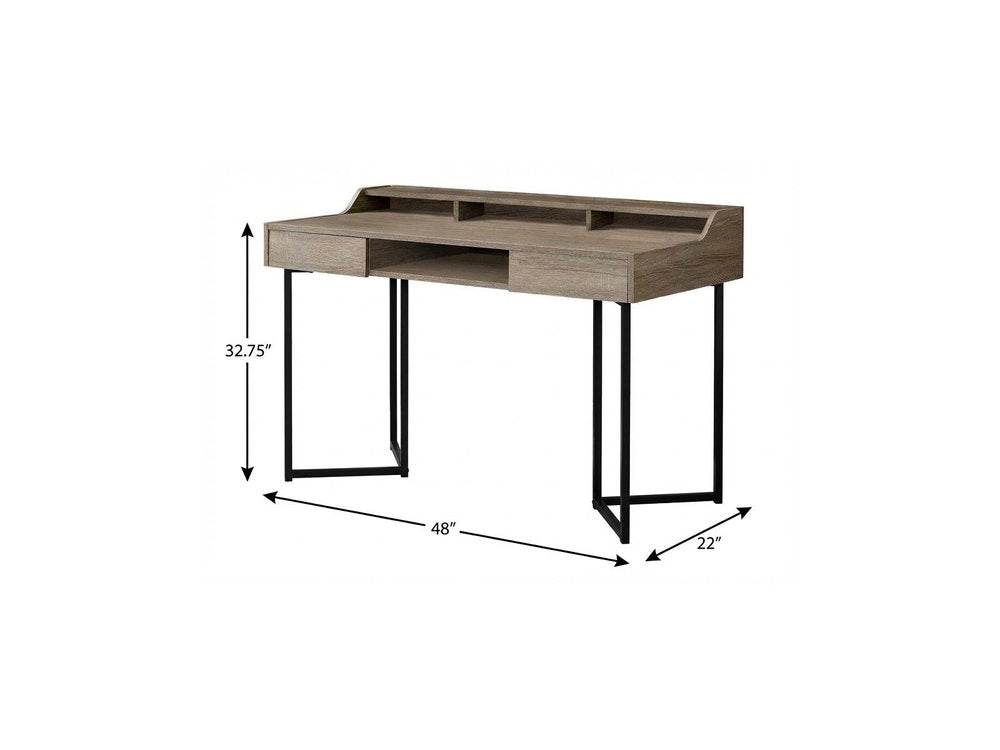48" White and Silver Writing Desk With Two Drawers HomeRoots
