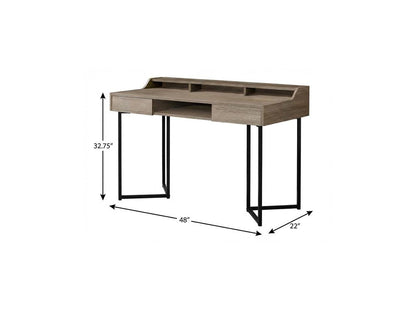 48" White and Silver Writing Desk With Two Drawers HomeRoots