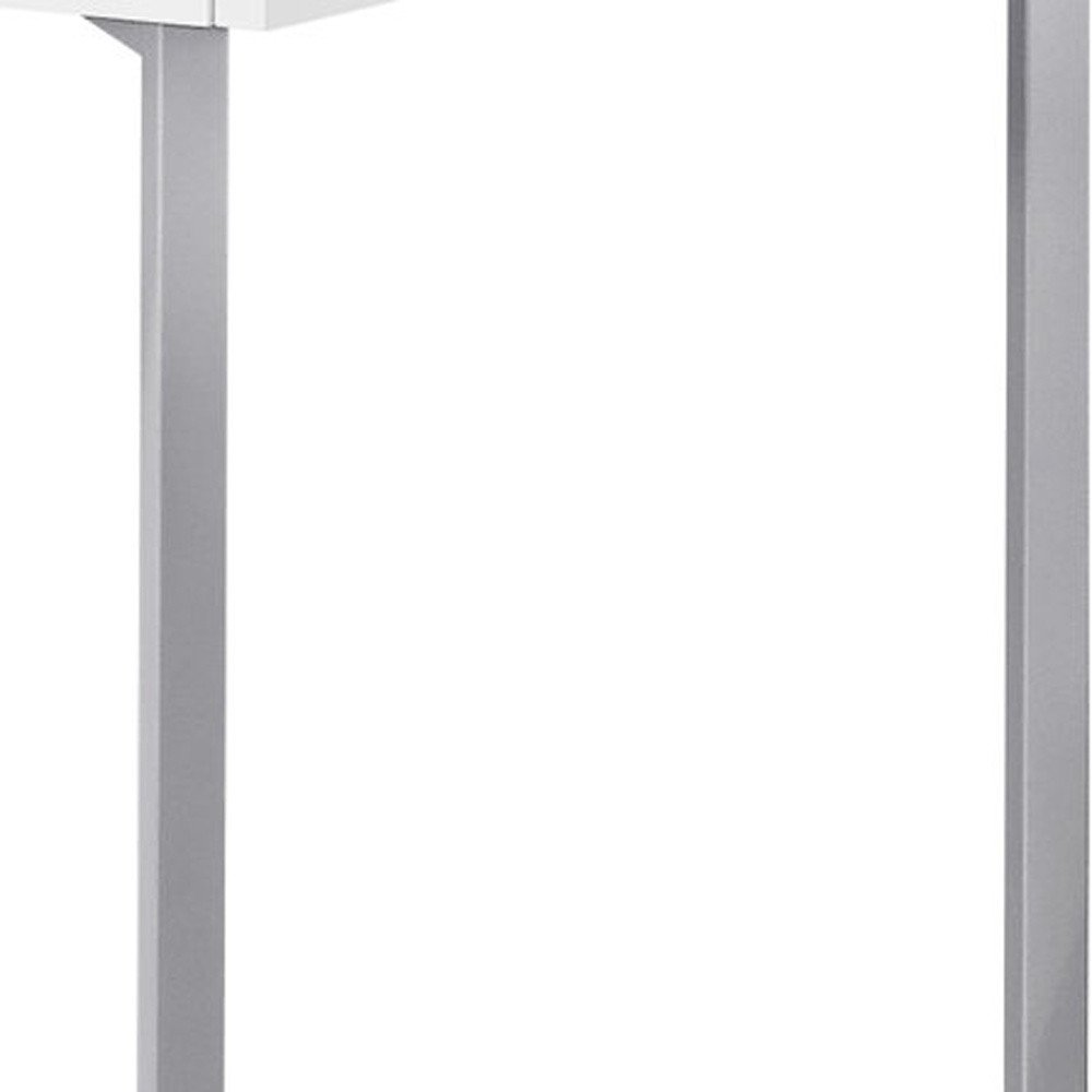 48" White and Silver Writing Desk With Two Drawers HomeRoots