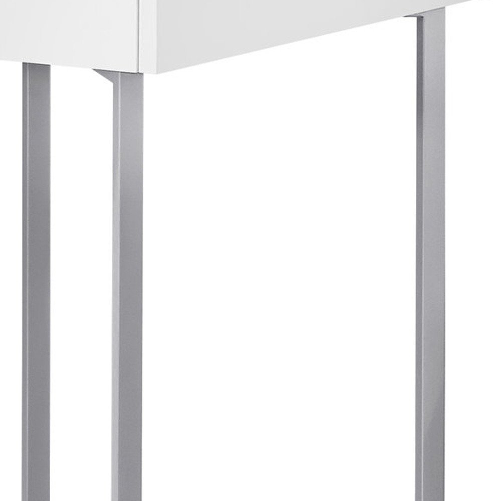 48" White and Silver Writing Desk With Two Drawers HomeRoots