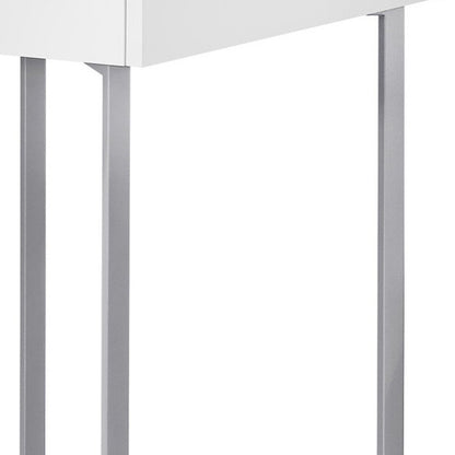 48" White and Silver Writing Desk With Two Drawers HomeRoots