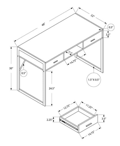 48" Dark Brown and Silver Computer Desk With Two Drawers HomeRoots