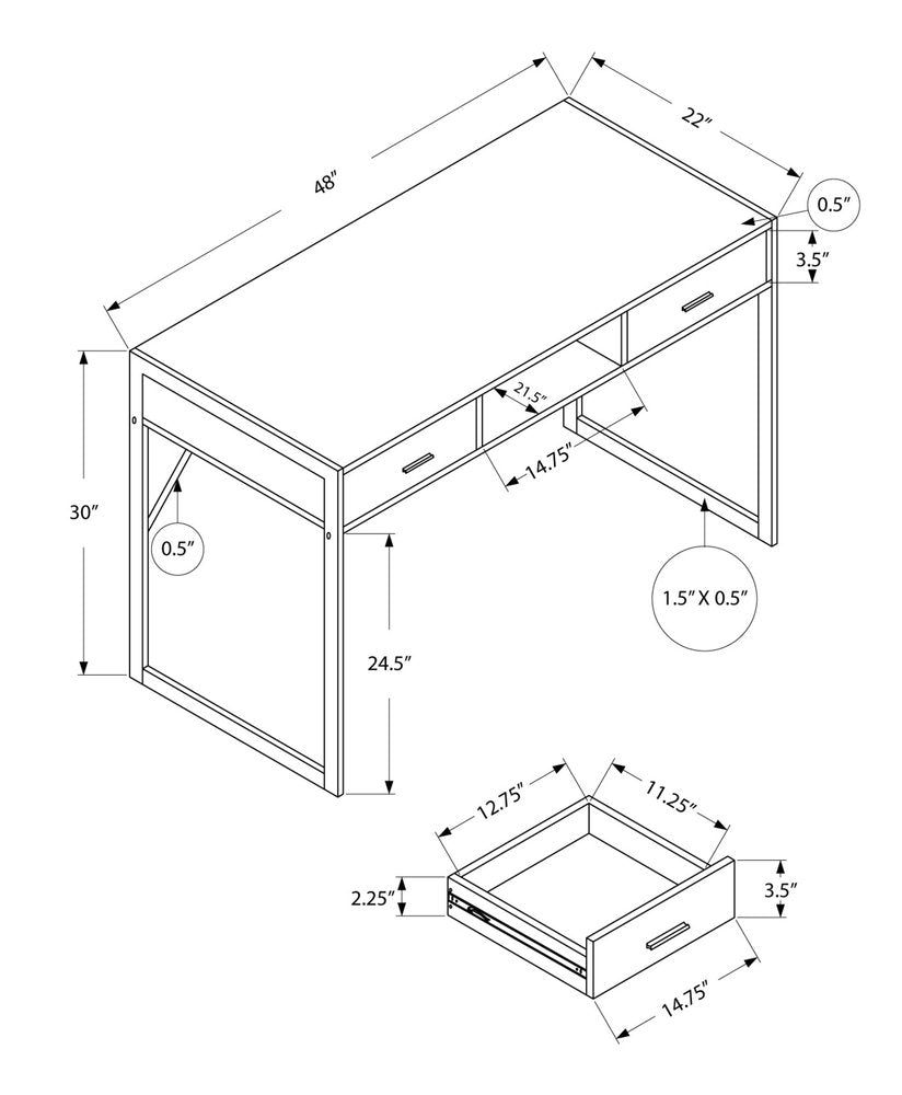 48" Dark Brown and Silver Computer Desk With Two Drawers HomeRoots