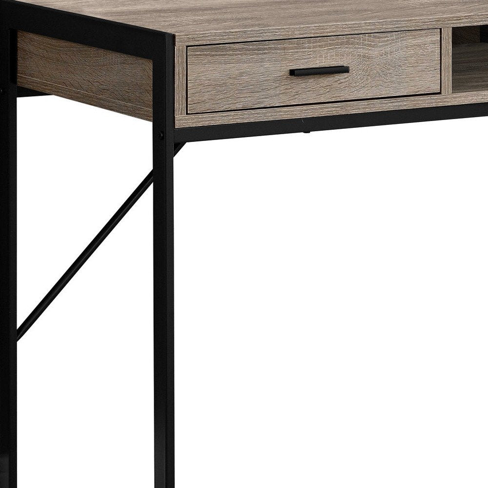 48" Dark Brown and Silver Computer Desk With Two Drawers HomeRoots