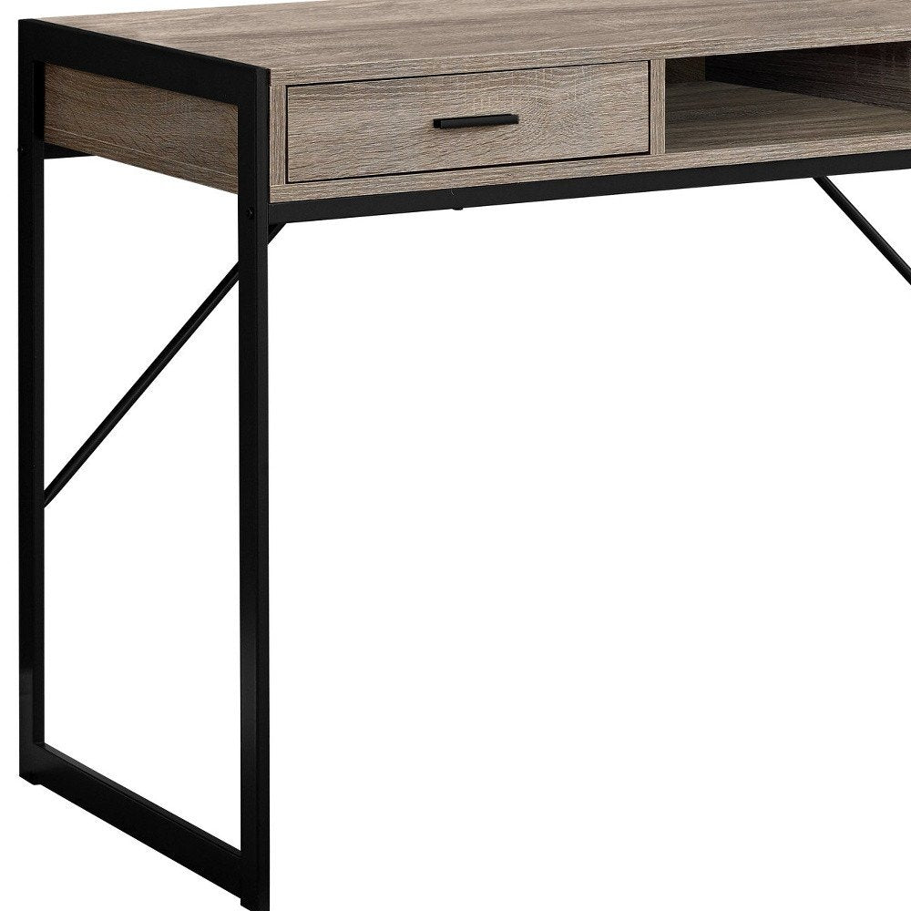 48" Dark Brown and Silver Computer Desk With Two Drawers HomeRoots