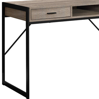 48" Dark Brown and Silver Computer Desk With Two Drawers HomeRoots