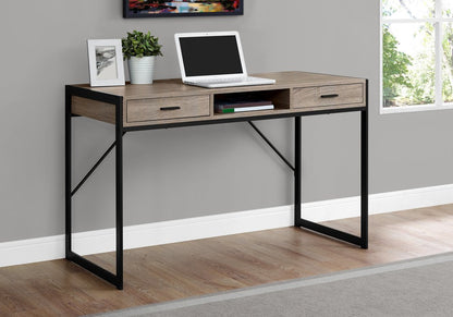 48" Dark Brown and Silver Computer Desk With Two Drawers HomeRoots
