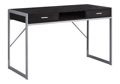 48" White and Silver Computer Desk With Two Drawers HomeRoots