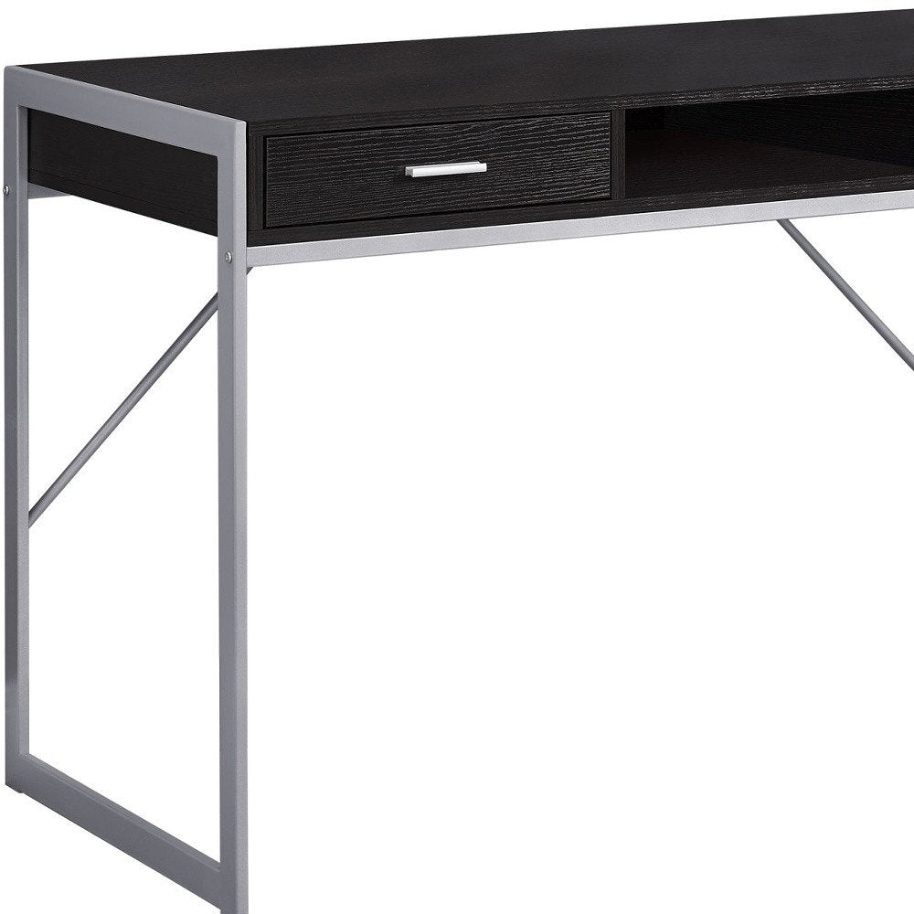 48" White and Silver Computer Desk With Two Drawers HomeRoots