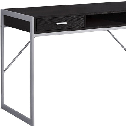 48" White and Silver Computer Desk With Two Drawers HomeRoots