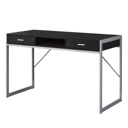 48" White and Silver Computer Desk With Two Drawers HomeRoots