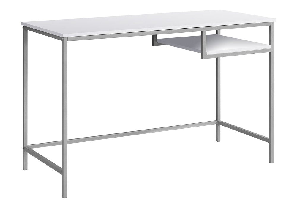 48" White and Silver Computer Desk HomeRoots