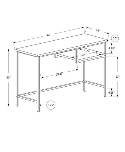 48" White and Silver Computer Desk HomeRoots