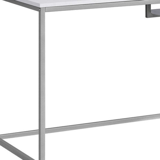 48" White and Silver Computer Desk HomeRoots