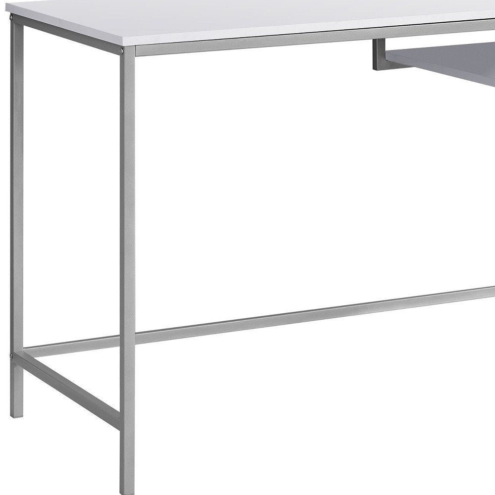 48" White and Silver Computer Desk HomeRoots