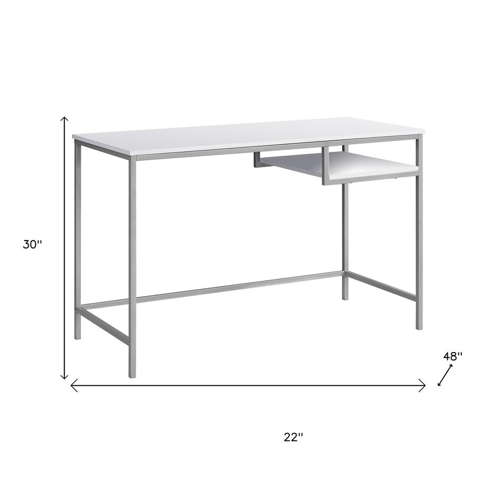 48" White and Silver Computer Desk HomeRoots