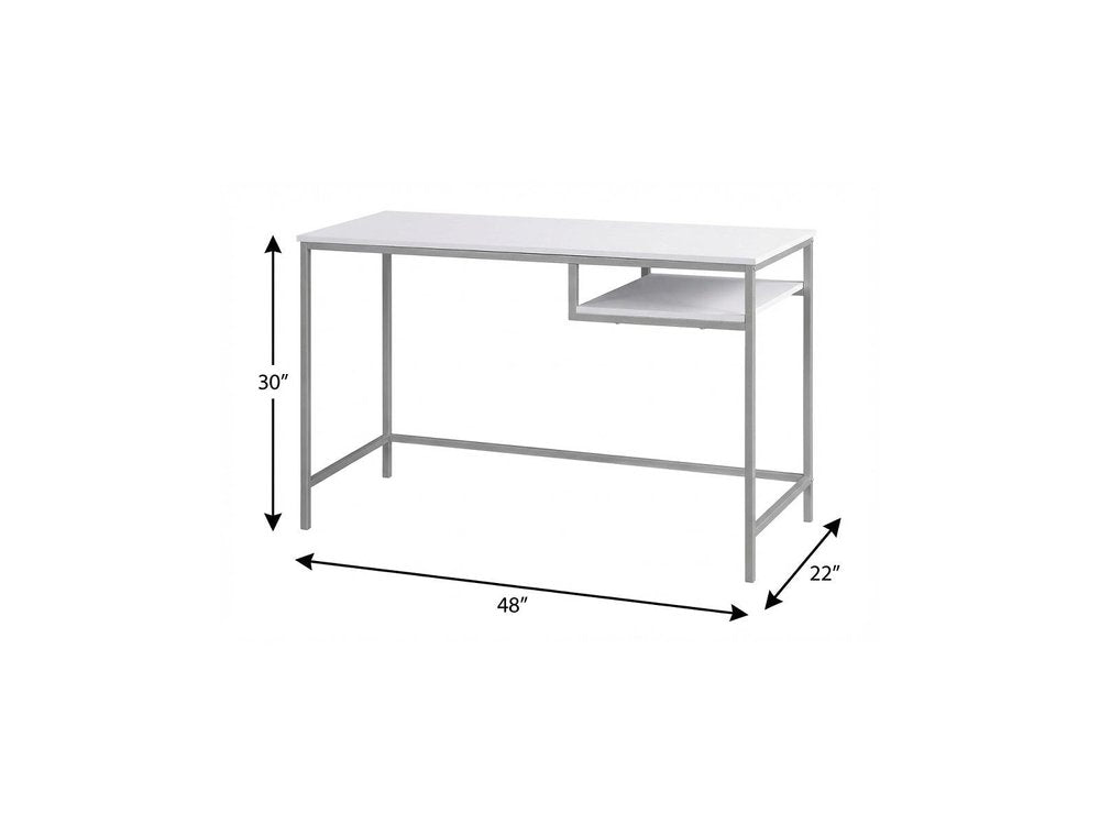 48" White and Silver Computer Desk HomeRoots