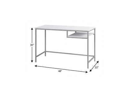 48" White and Silver Computer Desk HomeRoots