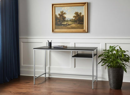 48" White and Silver Computer Desk HomeRoots