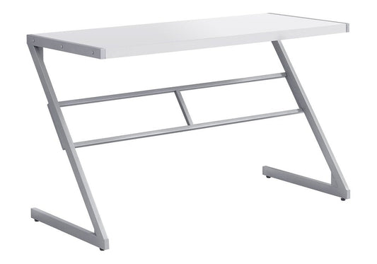 48" White and Silver Computer Desk HomeRoots
