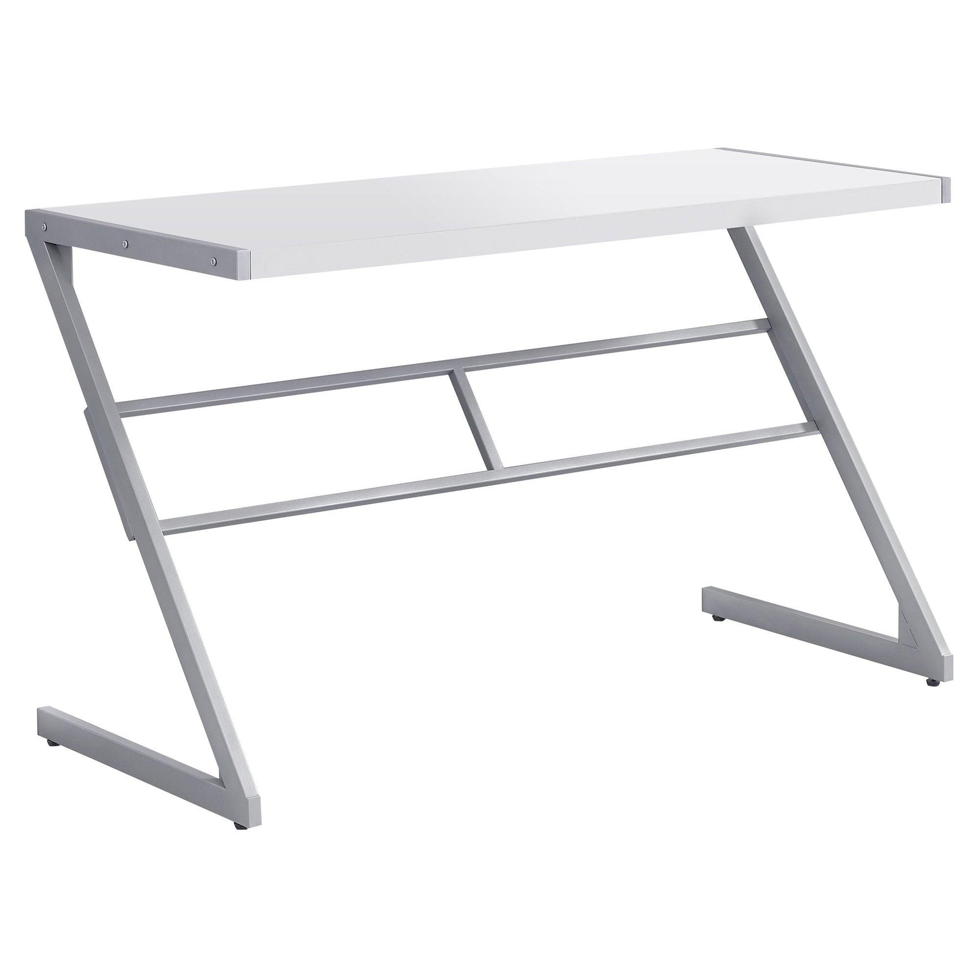 22" White and Silver Computer Desk - FurniFindUSA