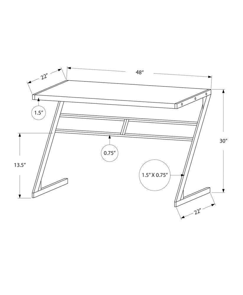 48" White and Silver Computer Desk HomeRoots