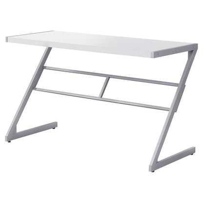 48" White and Silver Computer Desk HomeRoots
