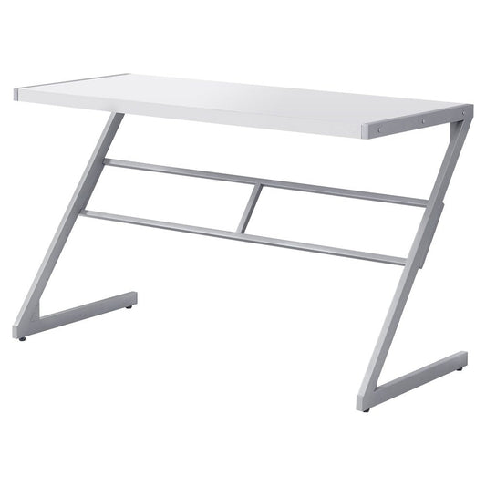 48" White and Silver Computer Desk