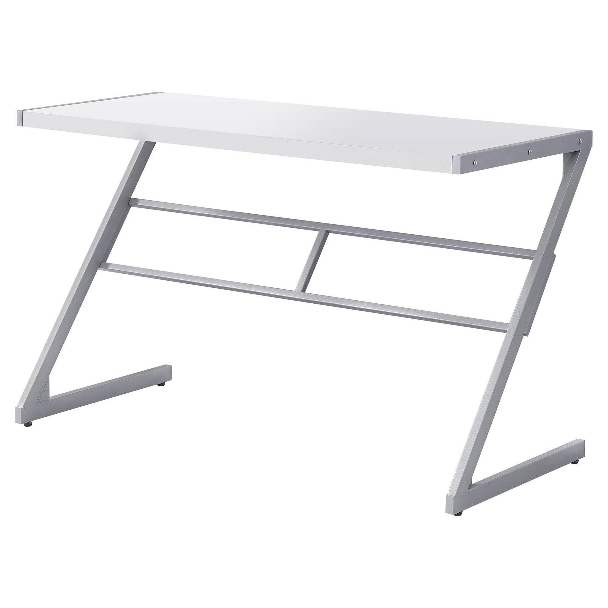 22" White and Silver Computer Desk - FurniFindUSA