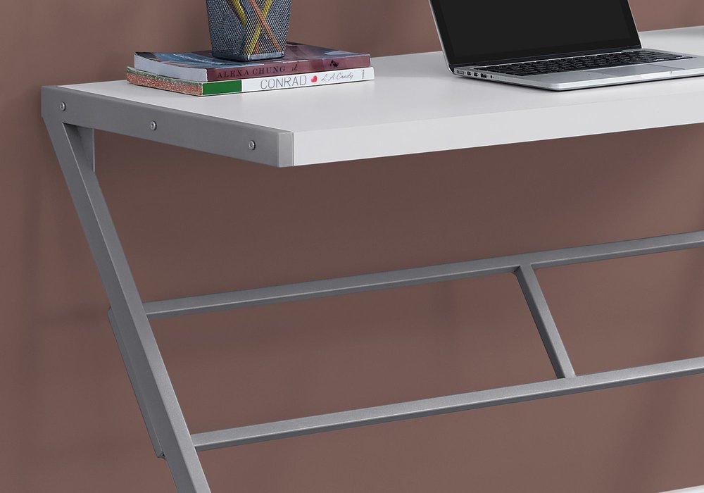 48" White and Silver Computer Desk HomeRoots