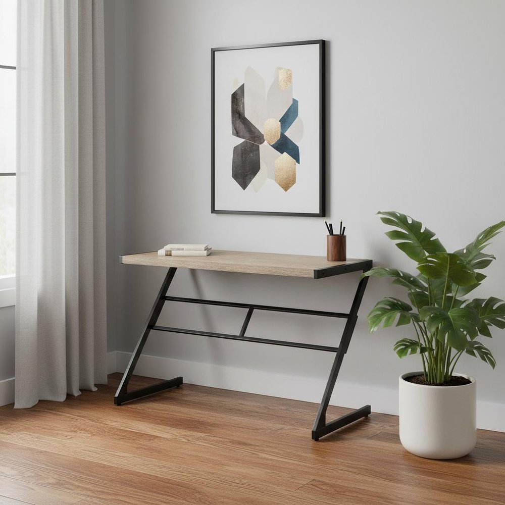 48" Taupe and Black Computer Desk HomeRoots
