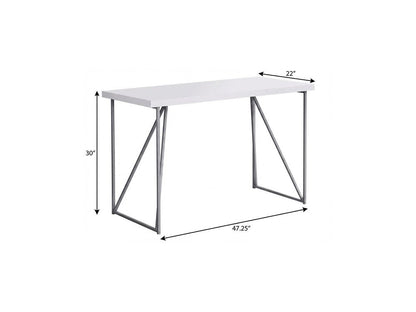 47" White and Silver Computer Desk HomeRoots
