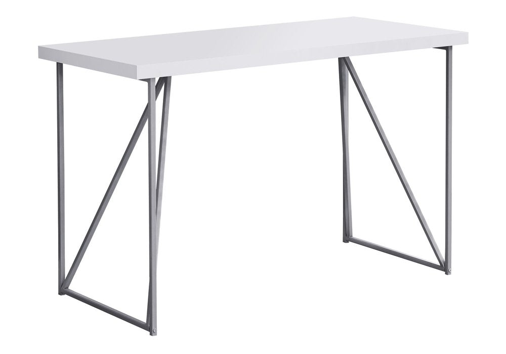 47" White and Silver Computer Desk HomeRoots