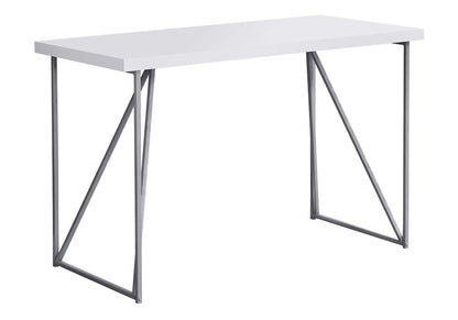 47" White and Silver Computer Desk HomeRoots