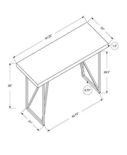 47" White and Silver Computer Desk HomeRoots