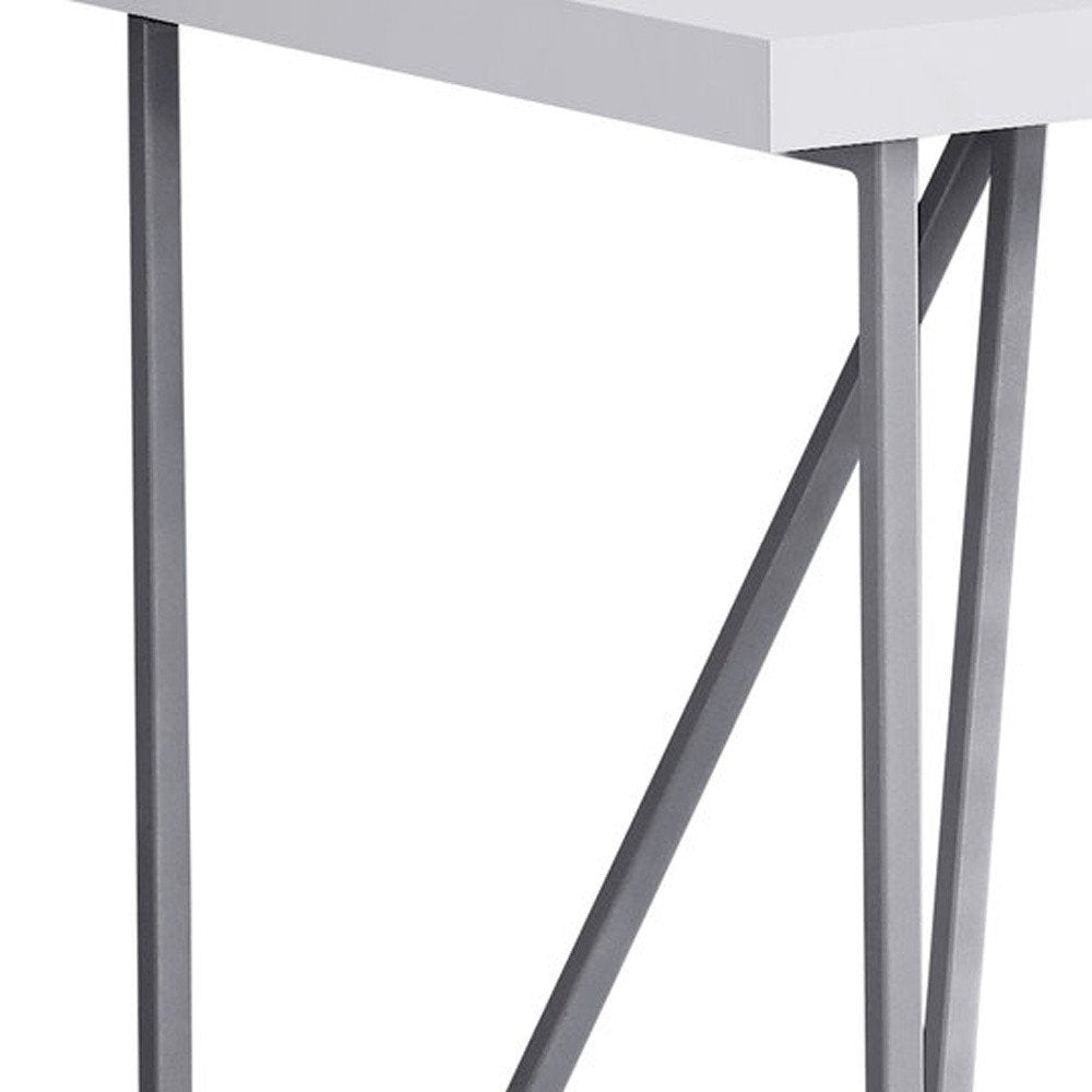 47" White and Silver Computer Desk HomeRoots