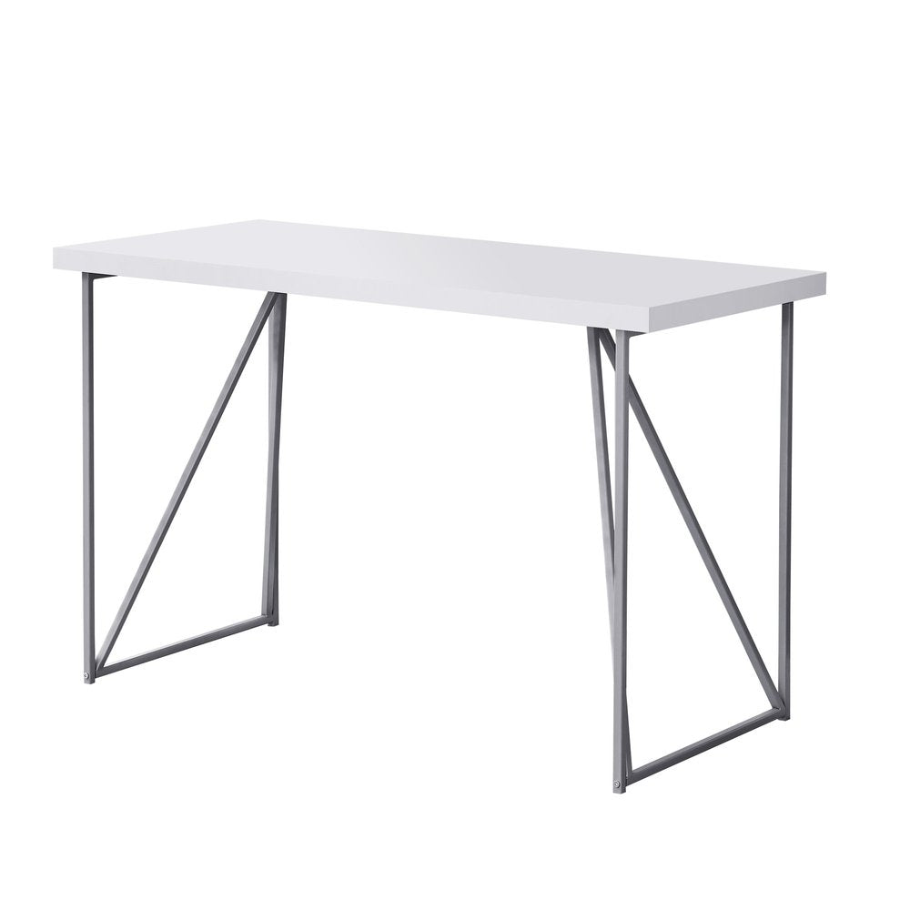 47" White and Silver Computer Desk HomeRoots
