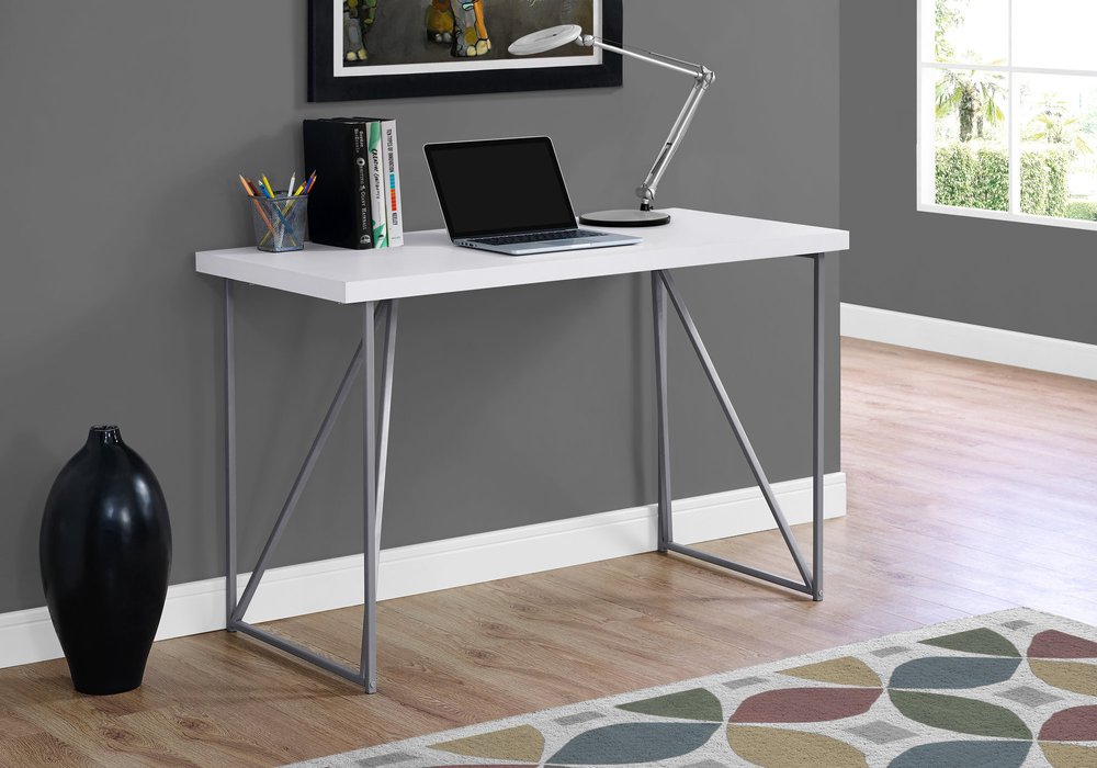 47" White and Silver Computer Desk HomeRoots