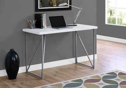 47" White and Silver Computer Desk HomeRoots