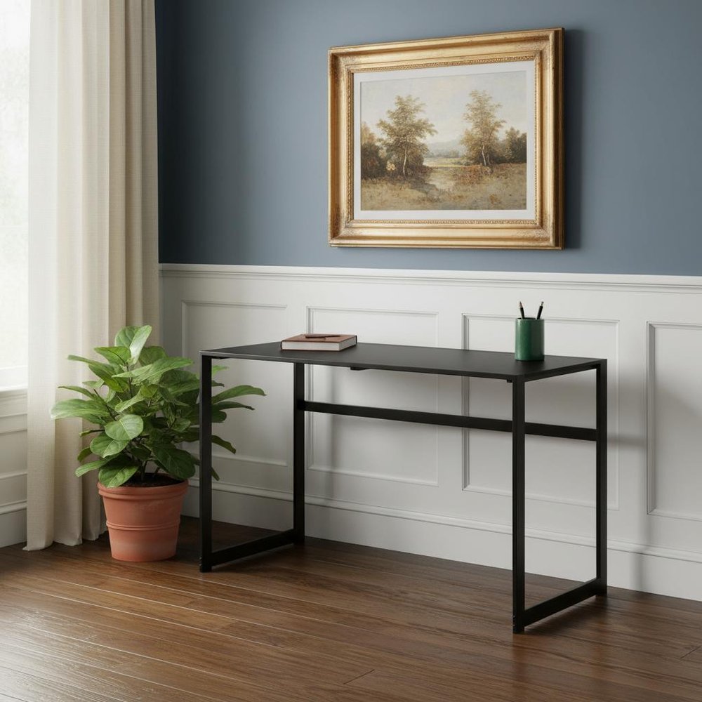 48" Black Glass Computer Desk HomeRoots