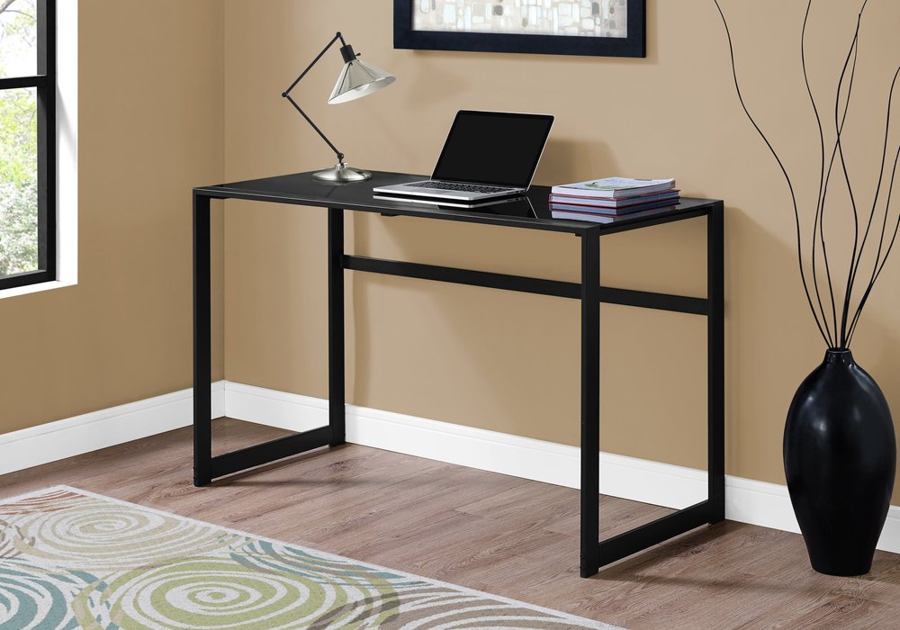 48" Black Glass Computer Desk HomeRoots