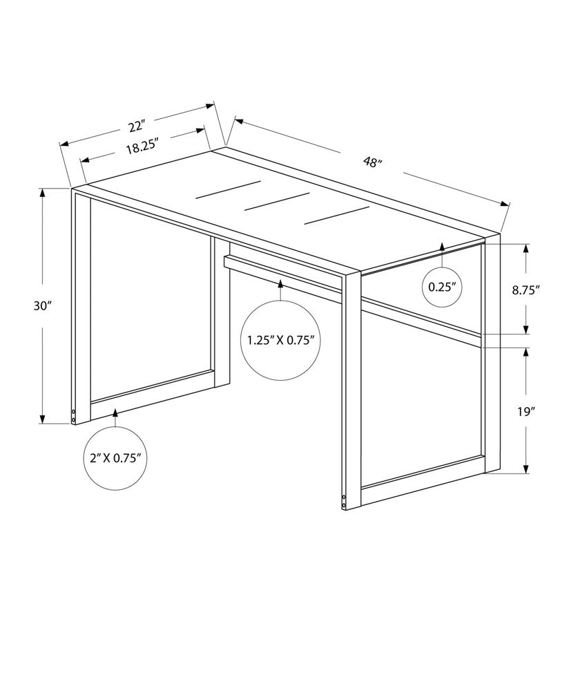48" Black Glass Computer Desk HomeRoots